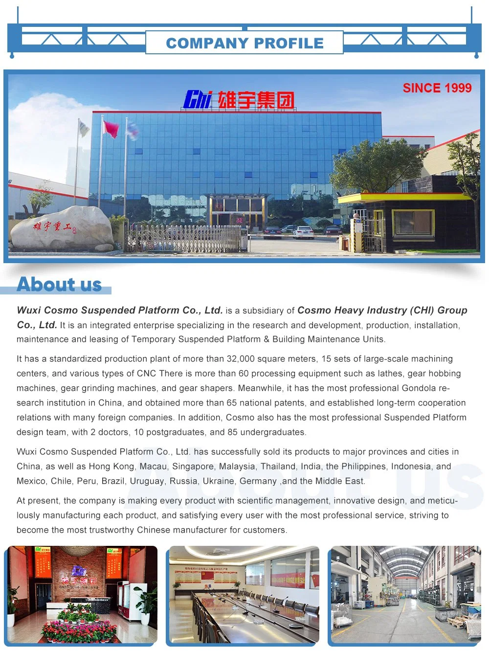 CE Approved Suspended Access Equipment Manufacturer in China Zlp800