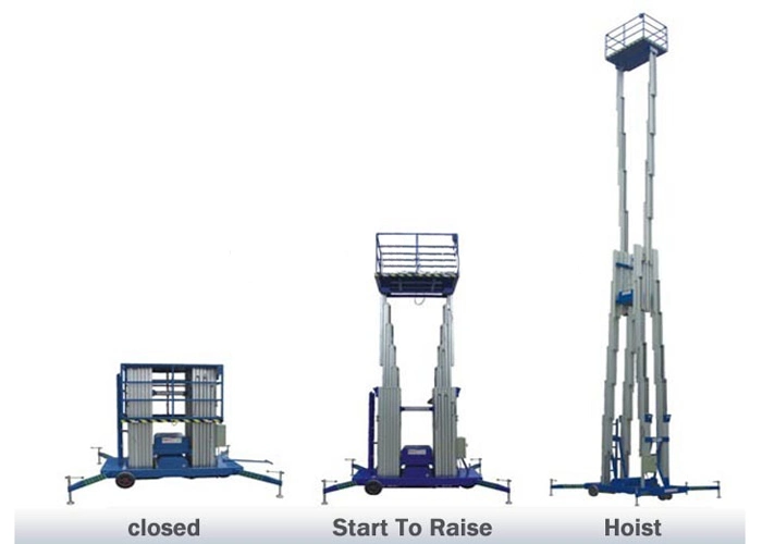 6-14m 200kg Portable Hydraulic Mobile Double Mast Aerial Work Platform